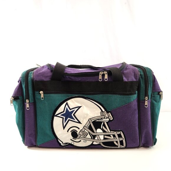 Dallas Cowboys Duffle Bag Helmet Star Logo Vtg 90s Purple Teal Gym Athletic - Picture 1 of 14